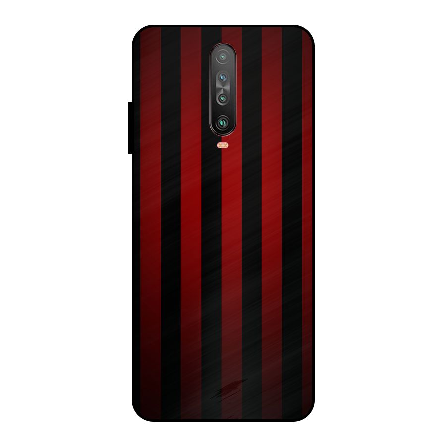 Red Black Stripes Metal Back Case for Poco X2