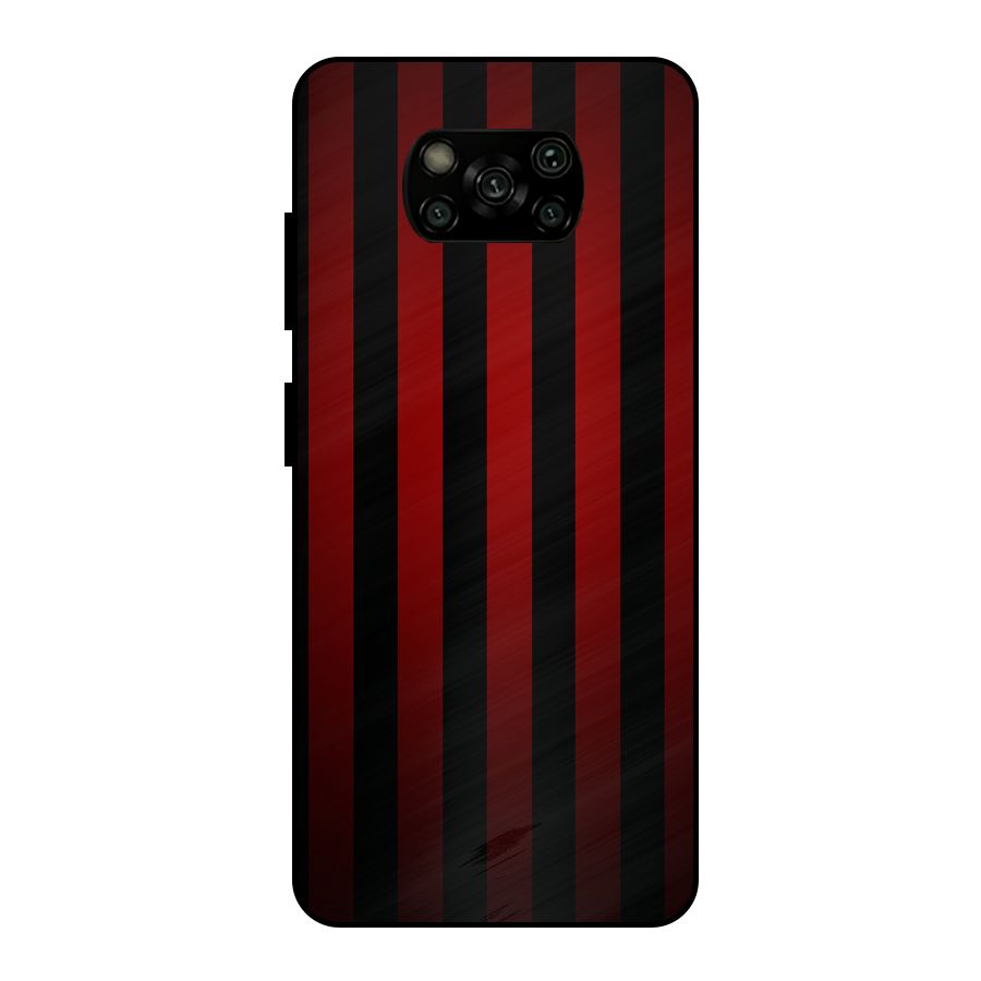 Red Black Stripes Metal Back Case for Poco X3