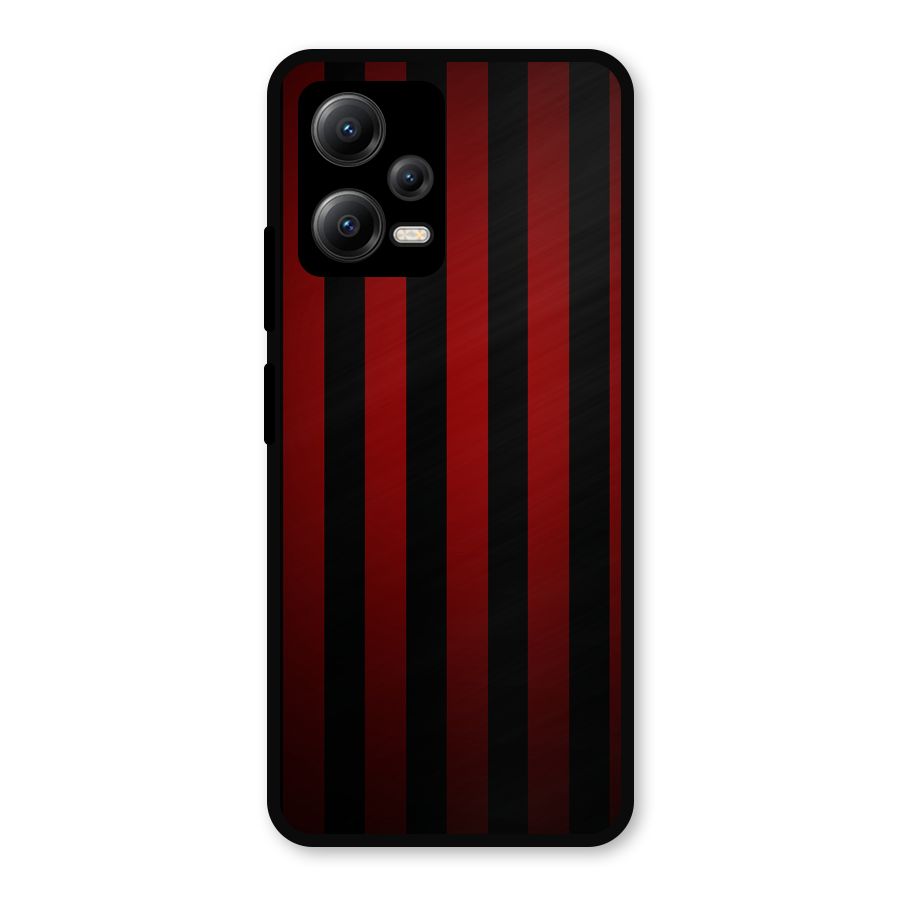 Red Black Stripes Metal Back Case for Poco X5