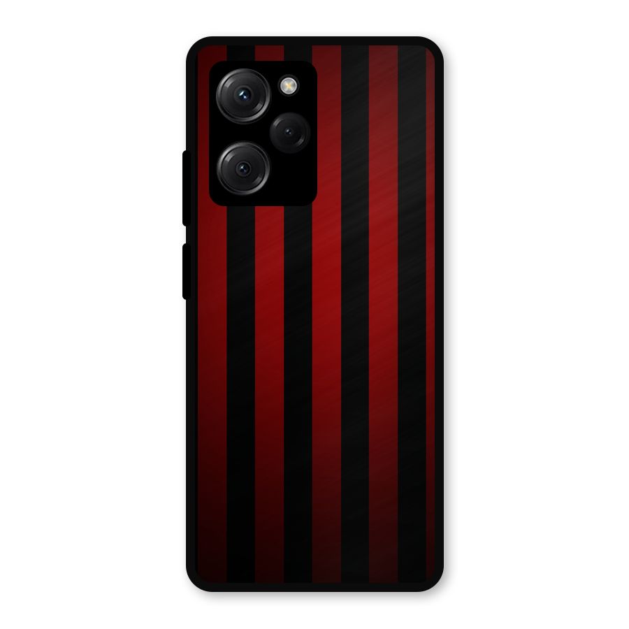 Red Black Stripes Metal Back Case for Poco X5 Pro