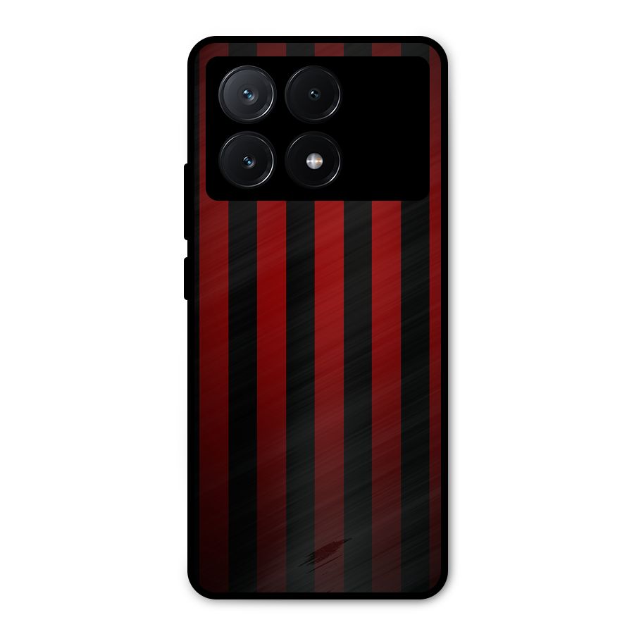 Red Black Stripes Metal Back Case for Poco X6 Pro
