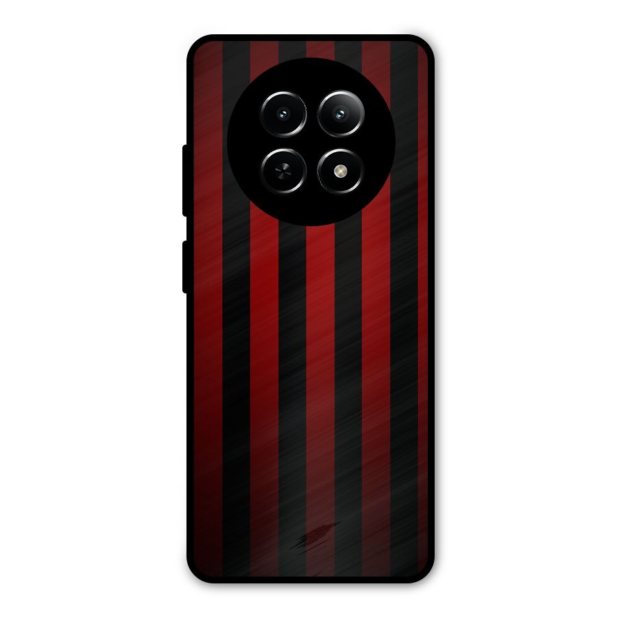 Red Black Stripes Metal Back Case for Realme 12x 5G