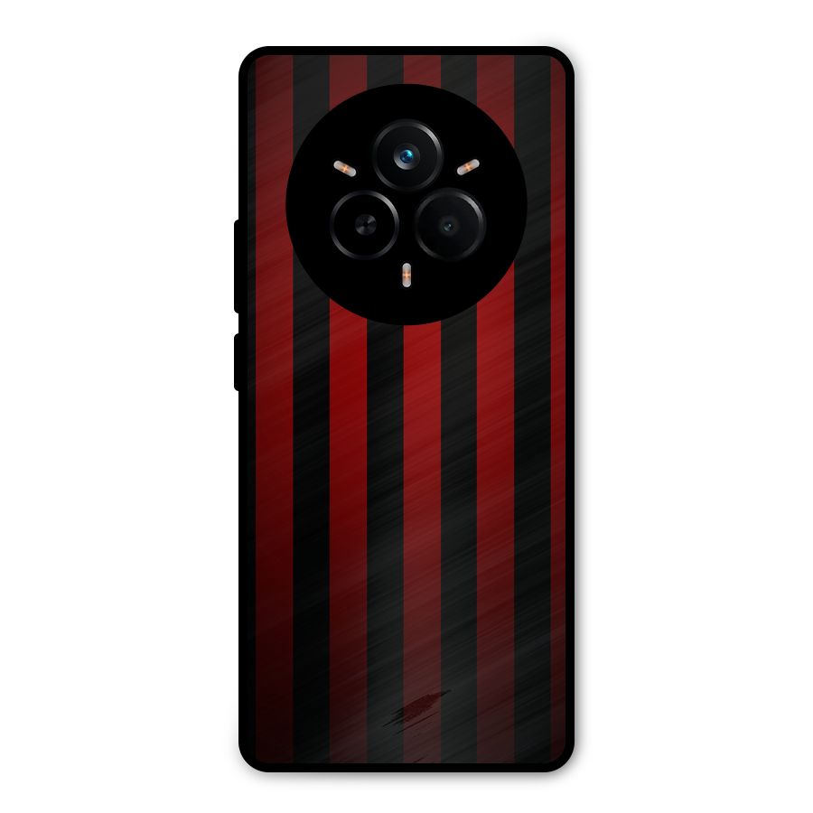 Red Black Stripes Metal Back Case for Realme 14 Pro Plus