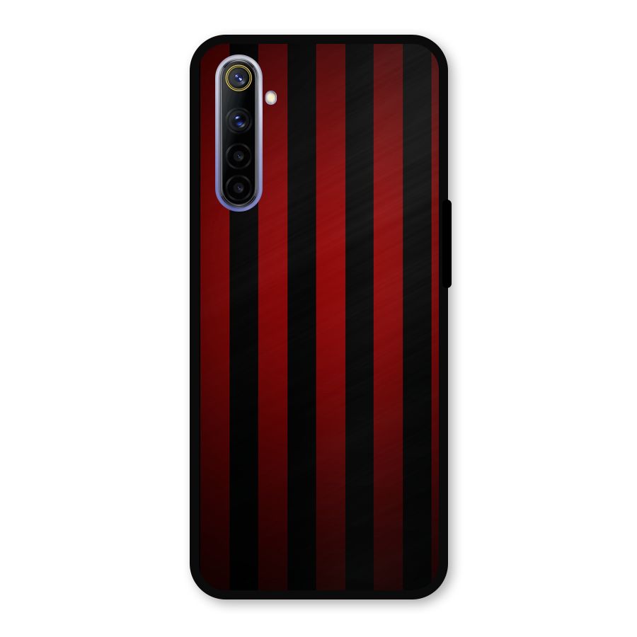 Red Black Stripes Metal Back Case for Realme 6i