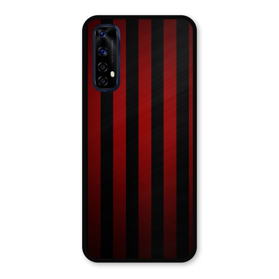 Red Black Stripes Metal Back Case for Realme 7