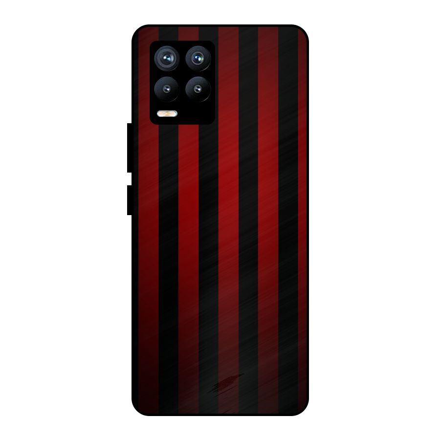 Red Black Stripes Metal Back Case for Realme 8