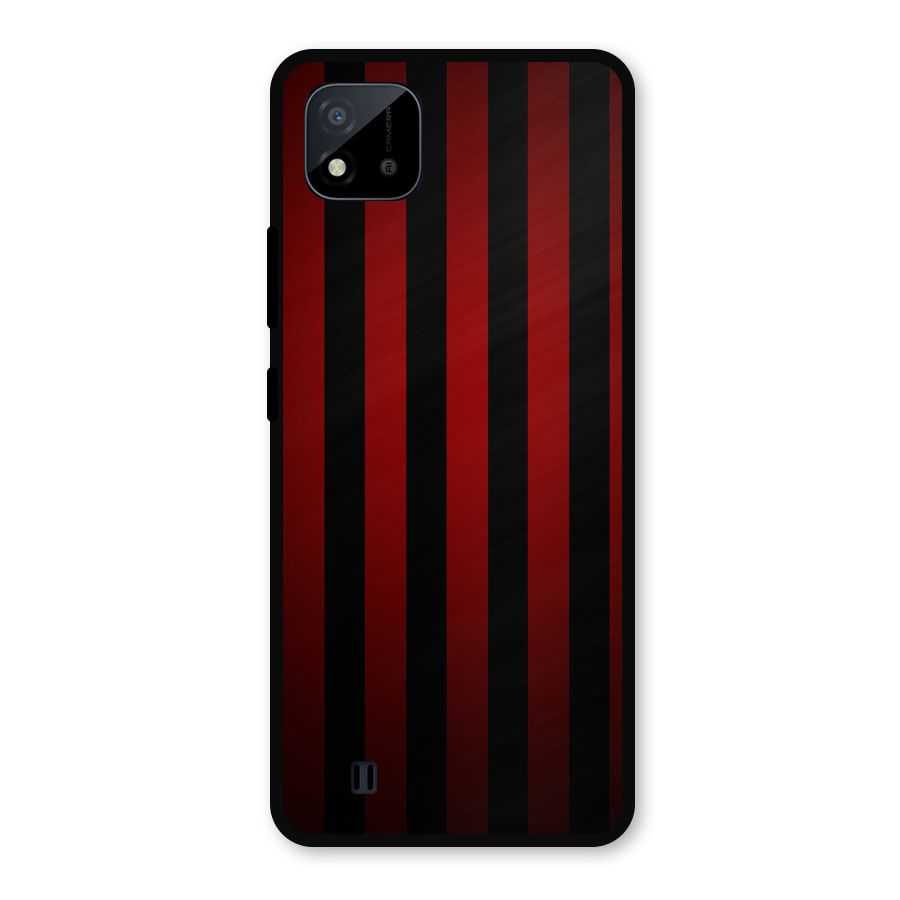 Red Black Stripes Metal Back Case for Realme C11 2021