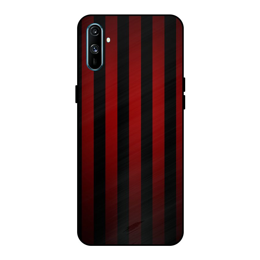 Red Black Stripes Metal Back Case for Realme C3