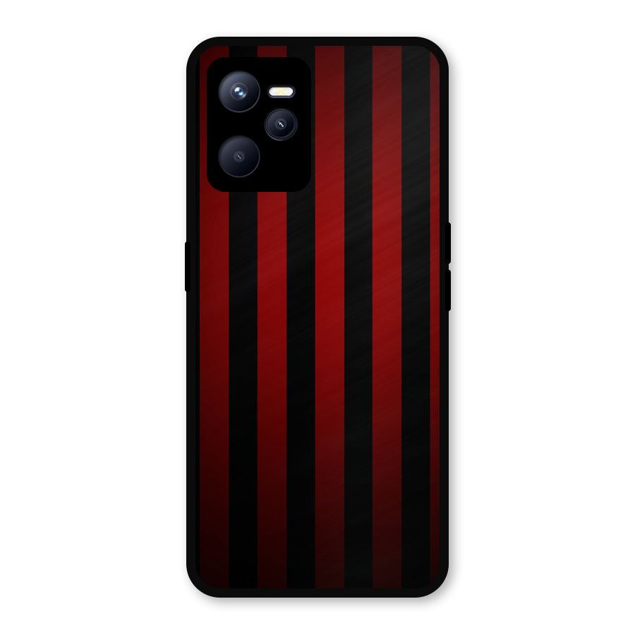 Red Black Stripes Metal Back Case for Realme C35