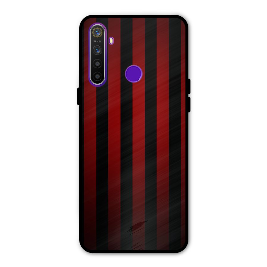 Red Black Stripes Metal Back Case for Realme Narzo 10