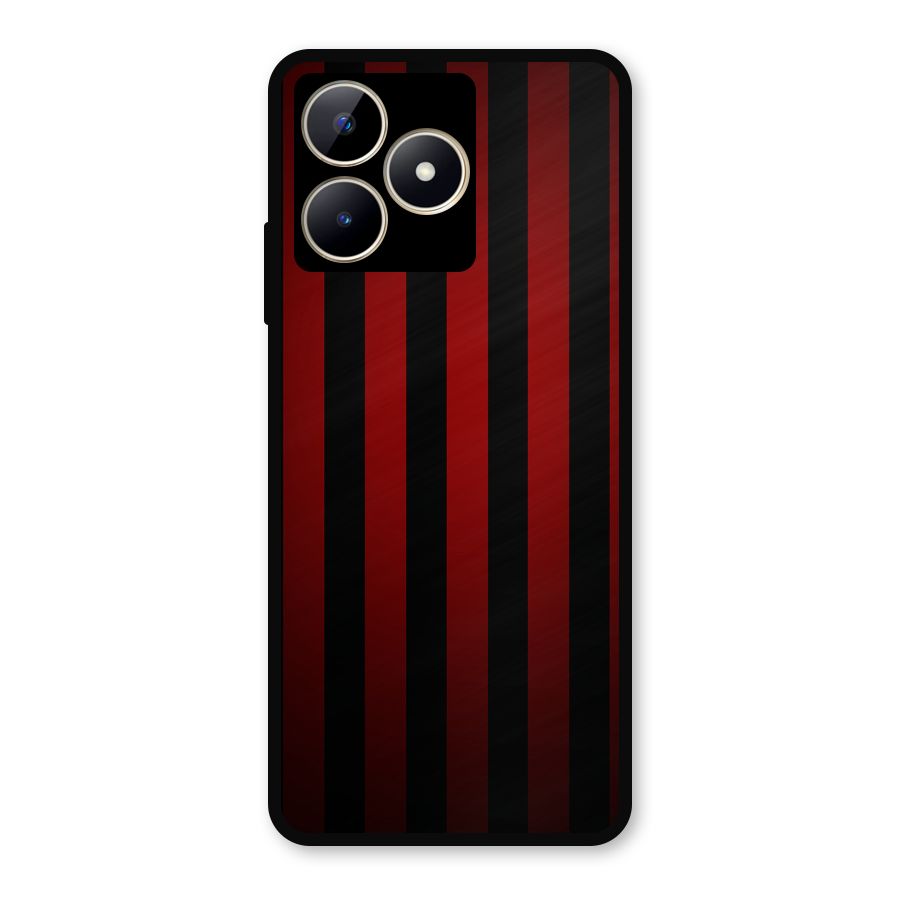 Red Black Stripes Metal Back Case for Realme Narzo N53
