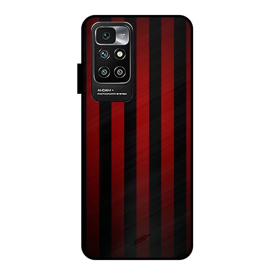 Red Black Stripes Metal Back Case for Redmi 10 Prime