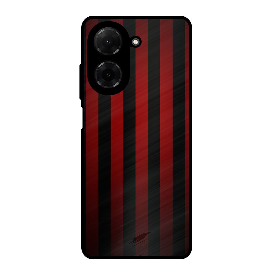 Red Black Stripes Metal Back Case for Redmi A5 4G