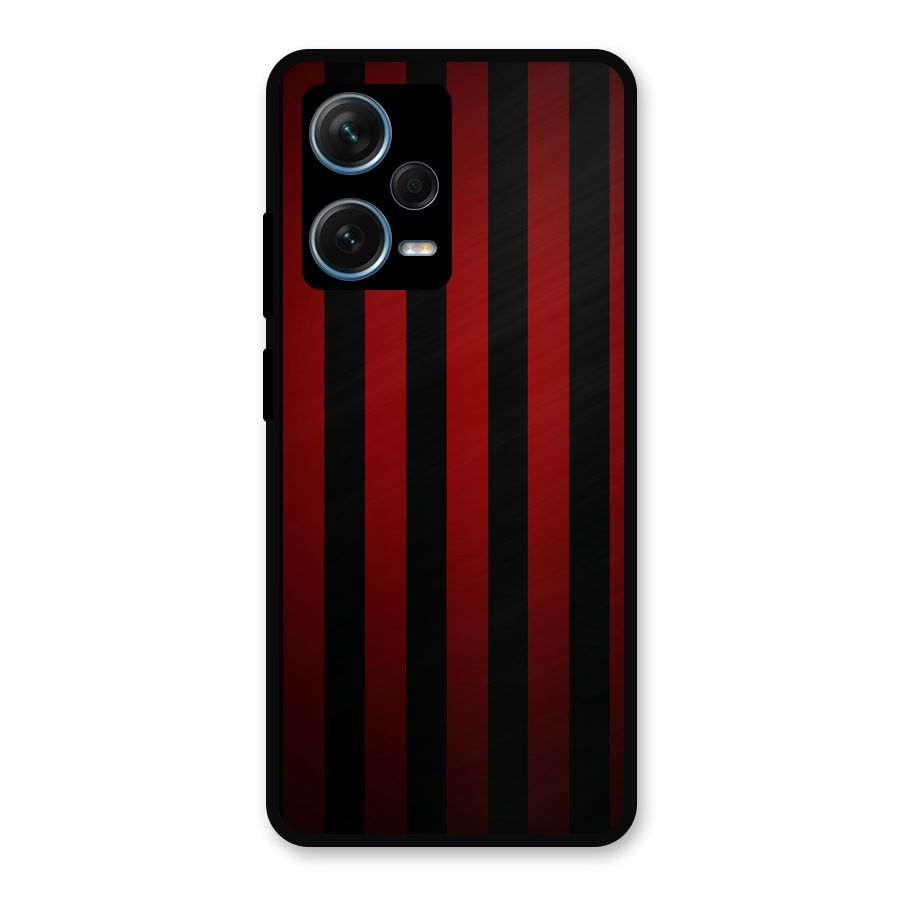 Red Black Stripes Metal Back Case for Redmi Note 12 Pro Plus 5G