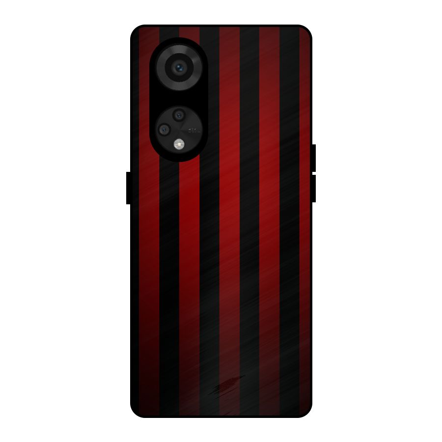 Red Black Stripes Metal Back Case for Reno8 T 5G