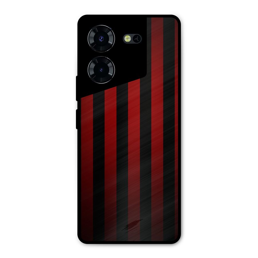 Red Black Stripes Metal Back Case for Tecno Pova 5 Pro 5G
