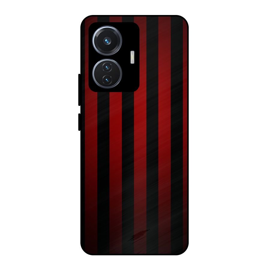 Red Black Stripes Metal Back Case for Vivo T1 44W