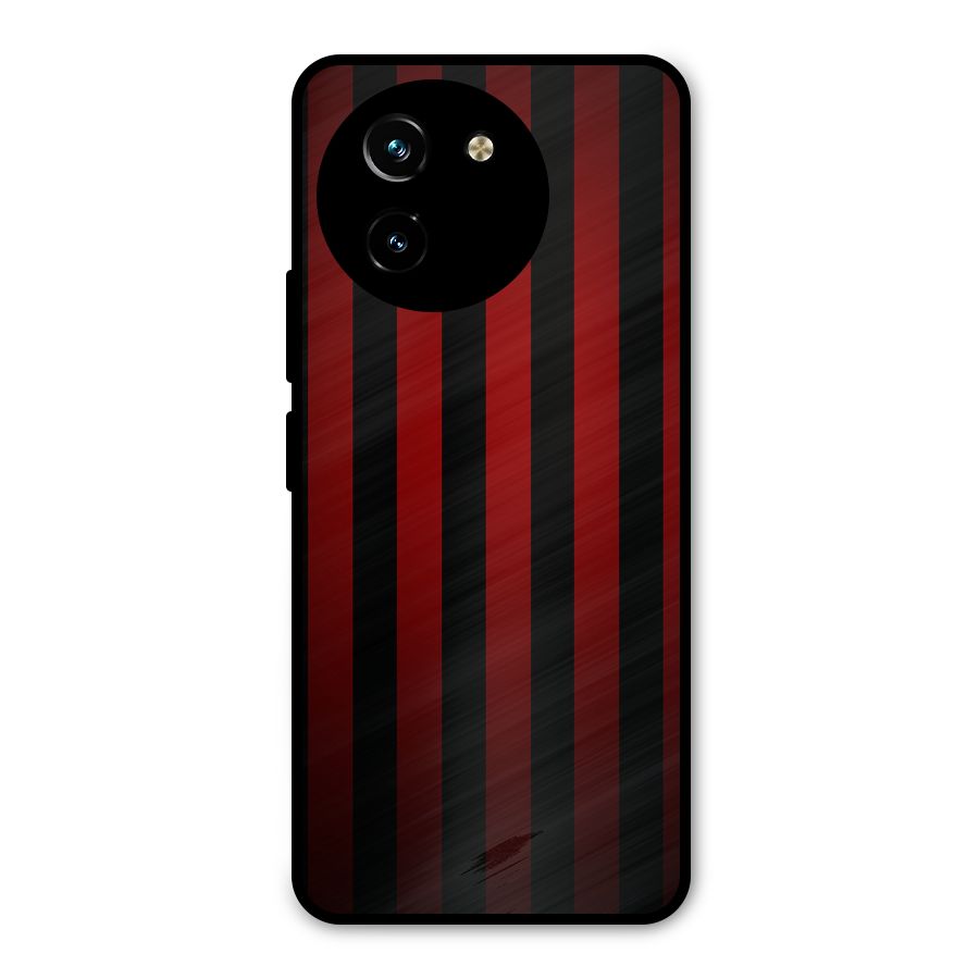 Red Black Stripes Metal Back Case for Vivo T3x