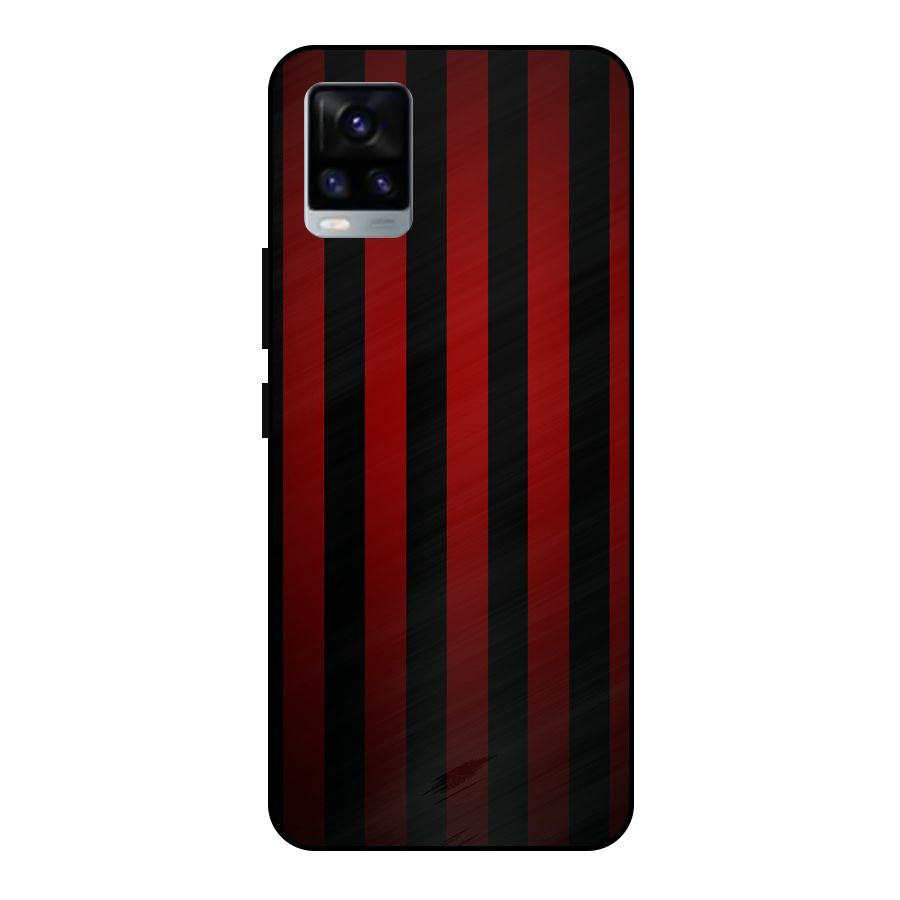 Red Black Stripes Metal Back Case for Vivo V20 2021