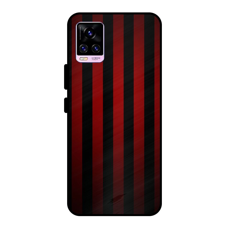 Red Black Stripes Metal Back Case for Vivo V20 Pro