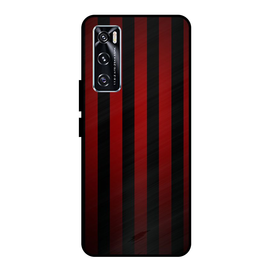 Red Black Stripes Metal Back Case for Vivo V20 SE