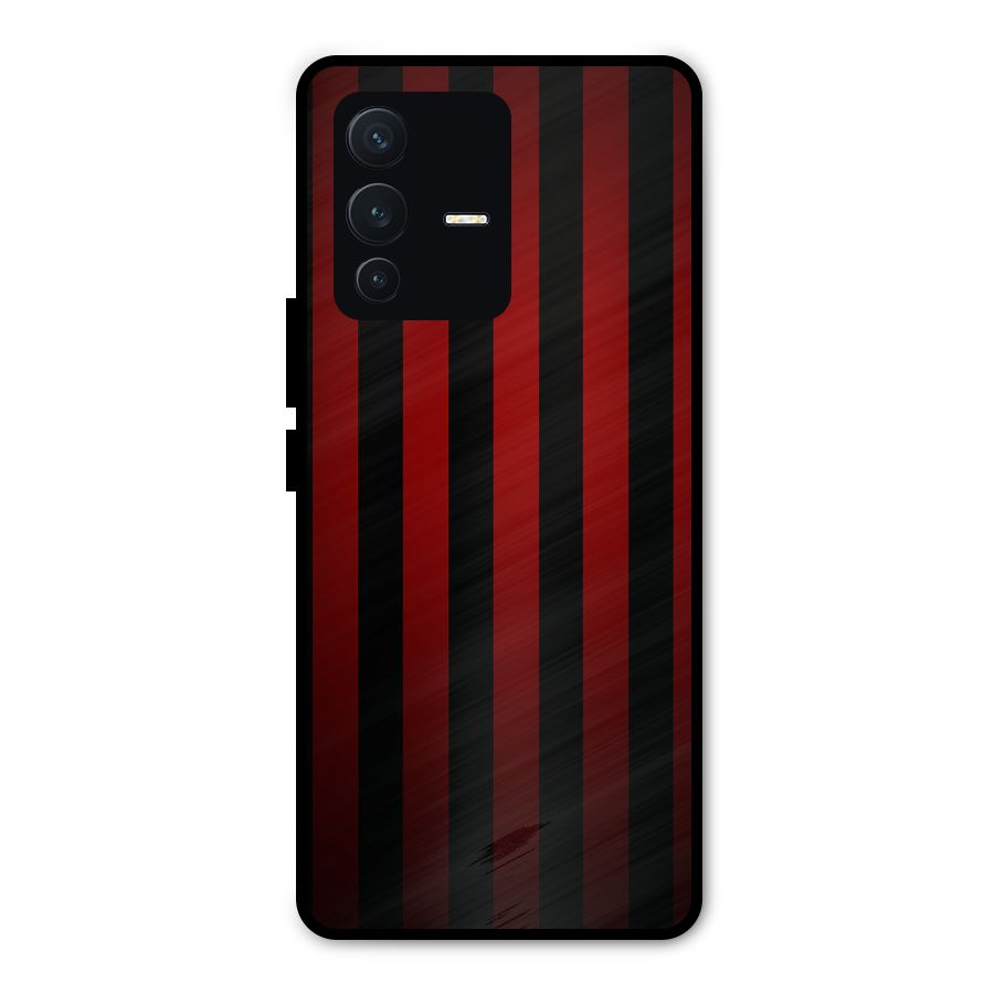 Red Black Stripes Metal Back Case for Vivo V23 Pro