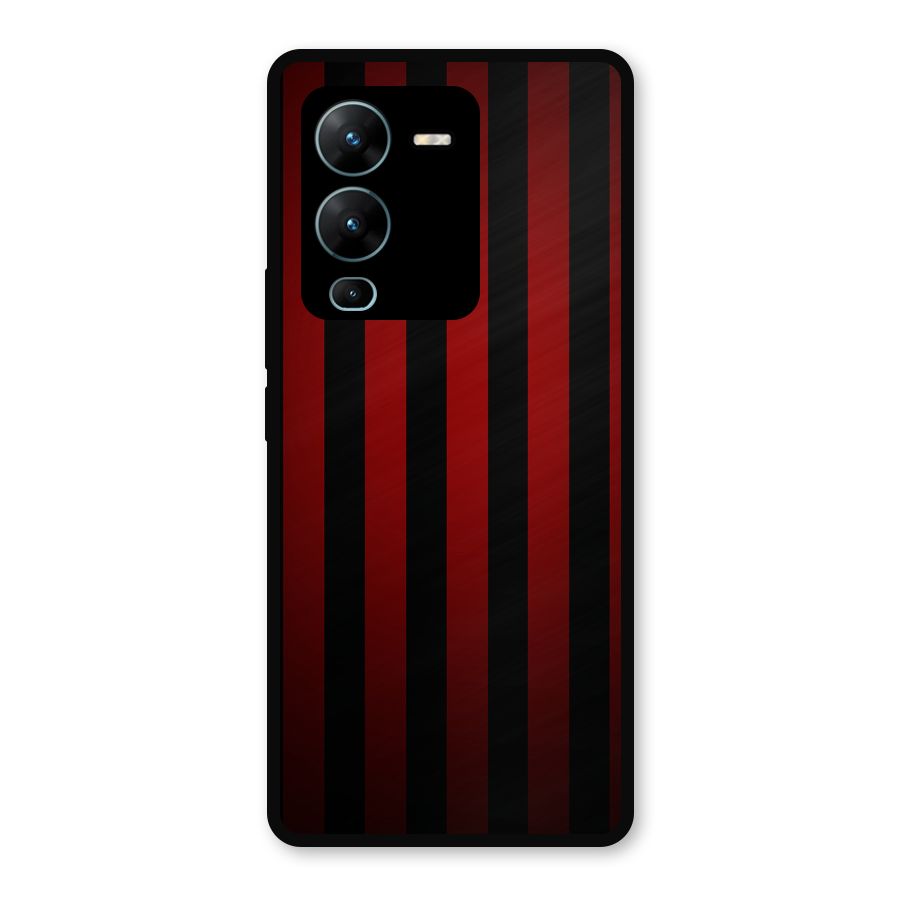Red Black Stripes Metal Back Case for Vivo V25 Pro