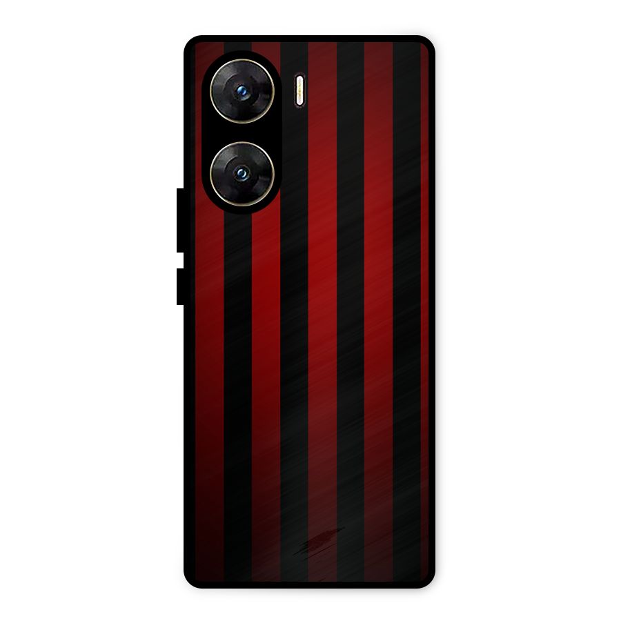 Red Black Stripes Metal Back Case for Vivo V29e