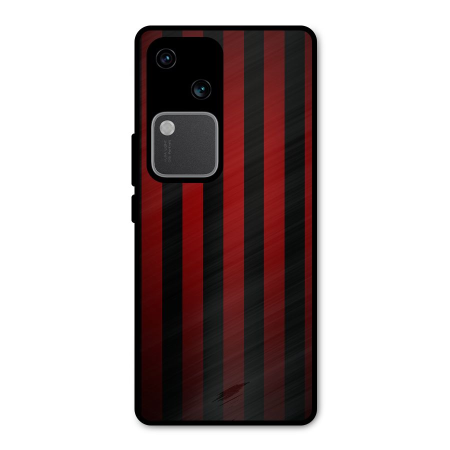 Red Black Stripes Metal Back Case for Vivo V30 Pro
