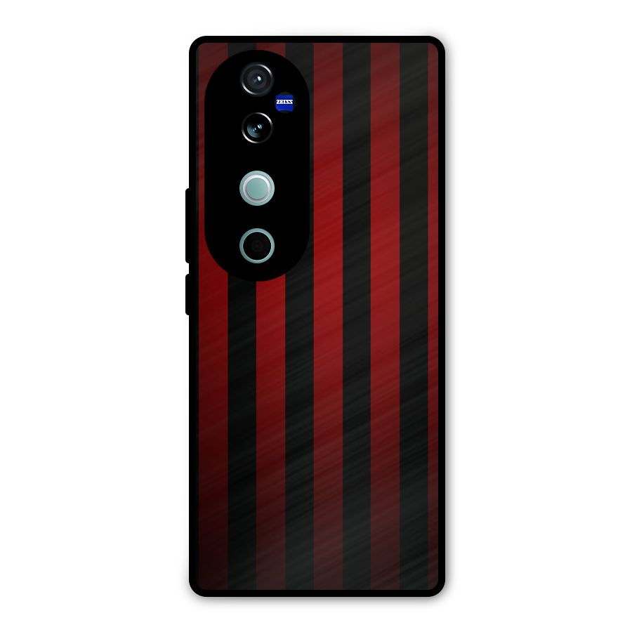 Red Black Stripes Metal Back Case for Vivo V40