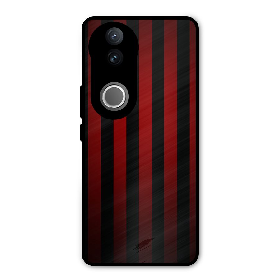 Red Black Stripes Metal Back Case for Vivo V50