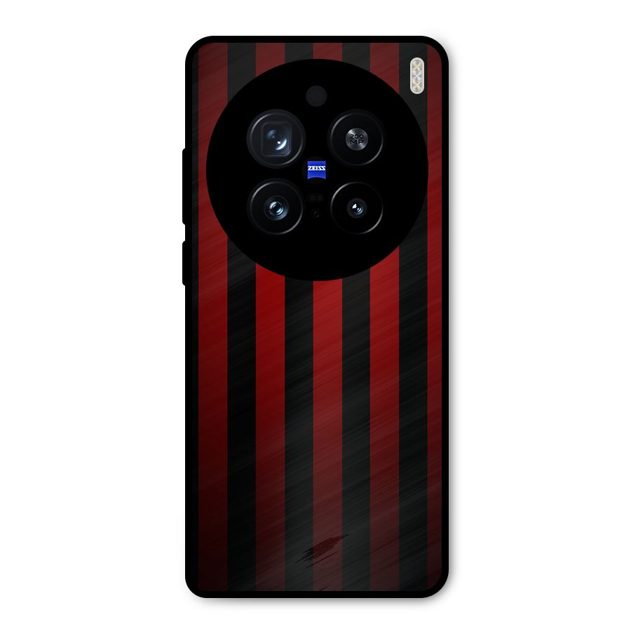 Red Black Stripes Metal Back Case for Vivo X200 Pro