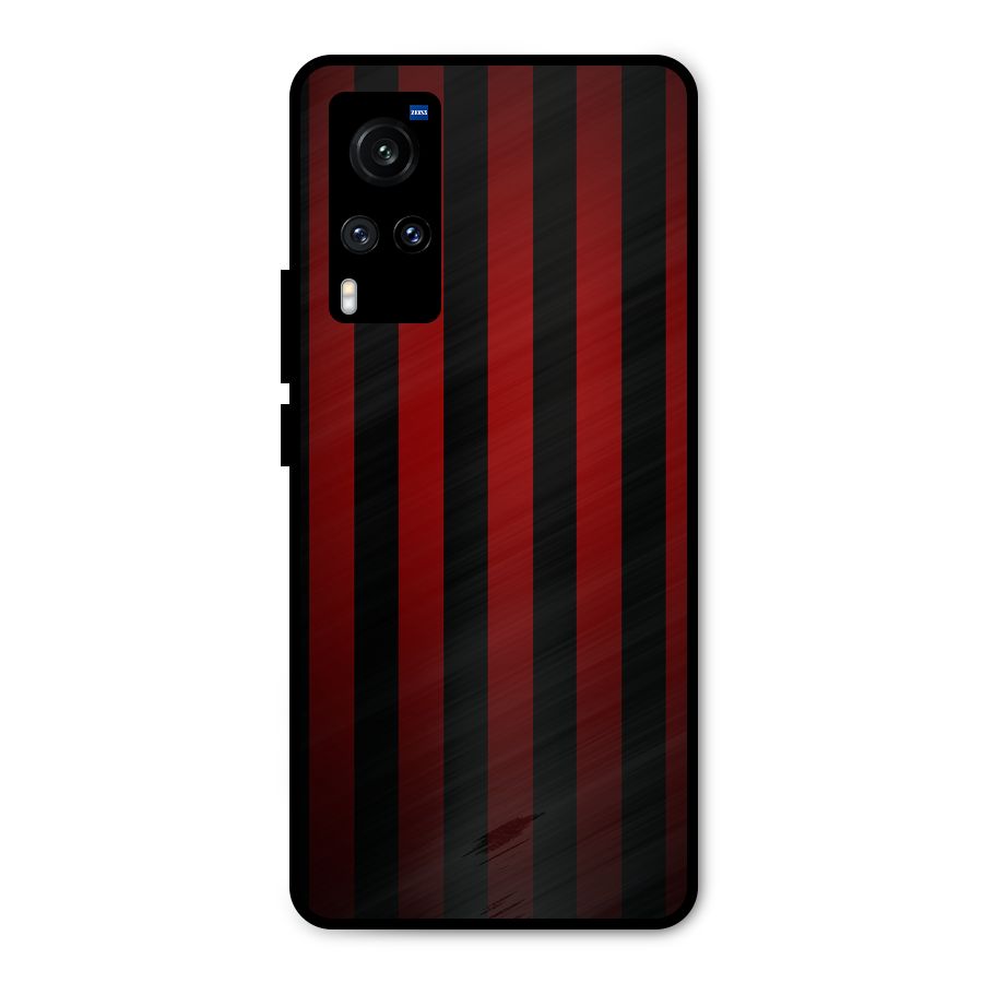 Red Black Stripes Metal Back Case for Vivo X60