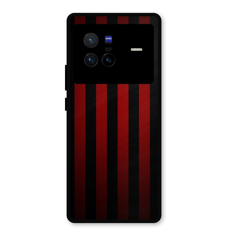 Red Black Stripes Metal Back Case for Vivo X80
