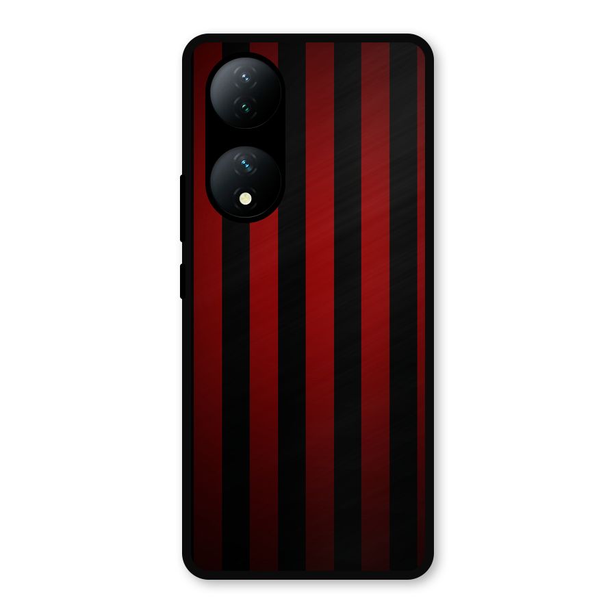 Red Black Stripes Metal Back Case for Vivo Y100a
