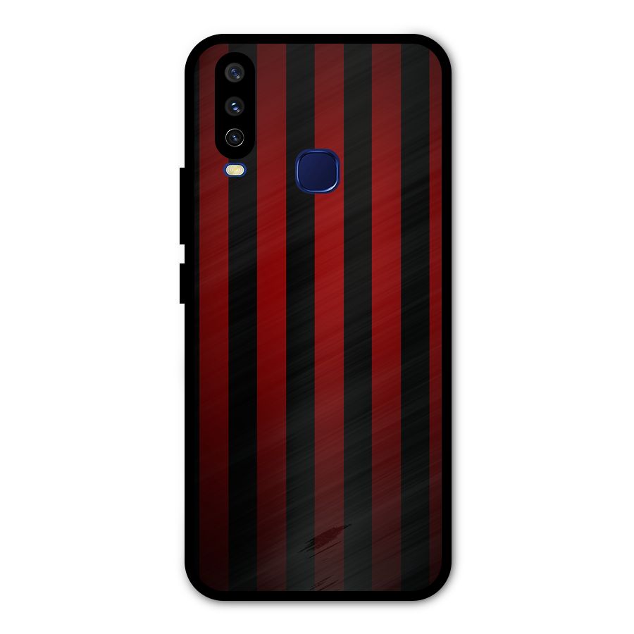 Red Black Stripes Metal Back Case for Vivo Y12