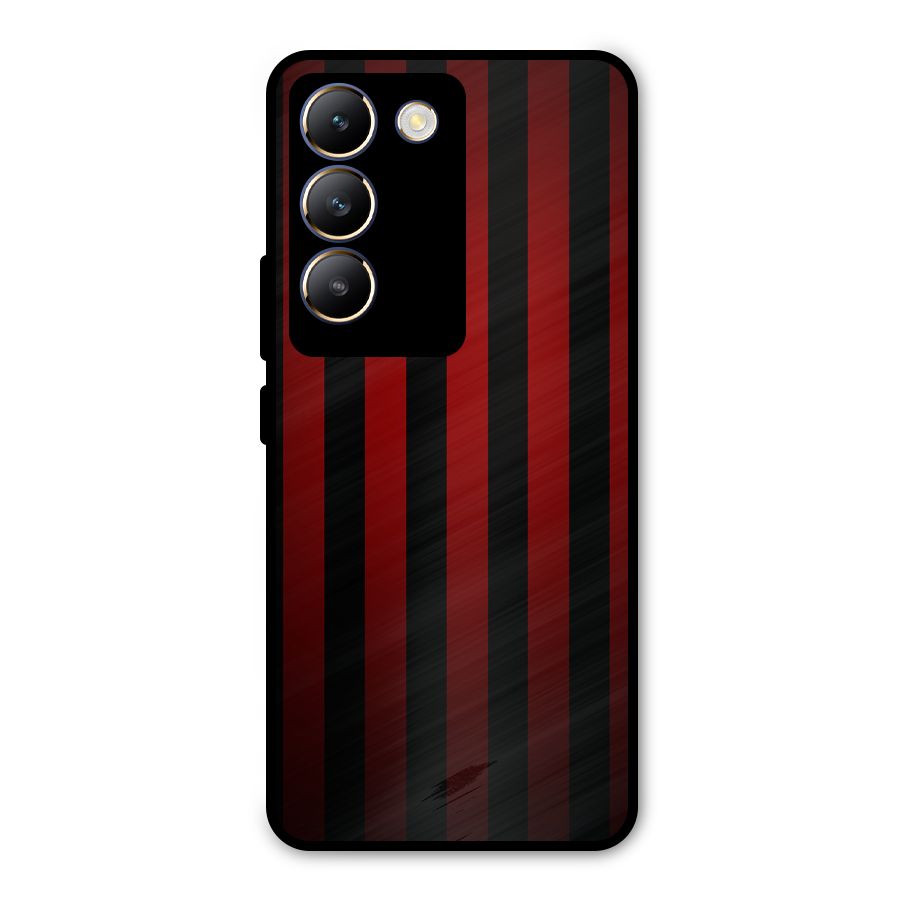 Red Black Stripes Metal Back Case for Vivo Y200e