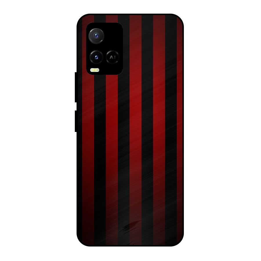 Red Black Stripes Metal Back Case for Vivo Y21A
