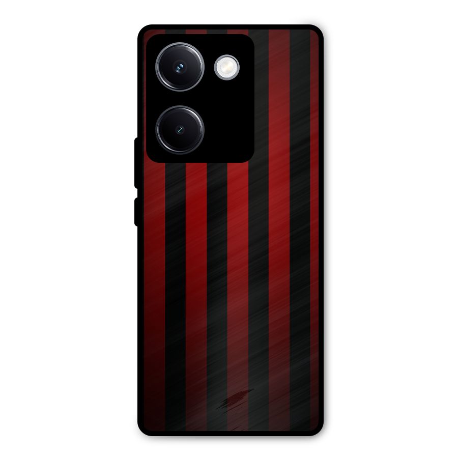 Red Black Stripes Metal Back Case for Vivo Y300 Plus