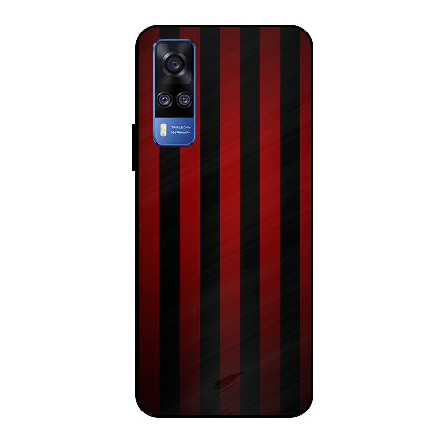 Red Black Stripes Metal Back Case for Vivo Y51