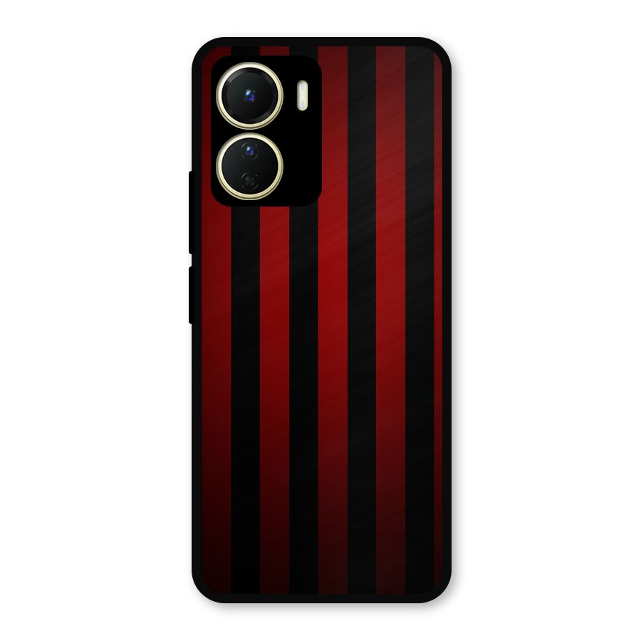 Red Black Stripes Metal Back Case for Vivo Y56
