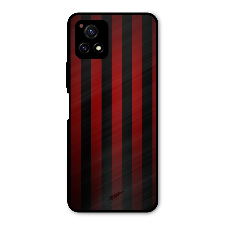 Red Black Stripes Metal Back Case for Vivo Y72 5G