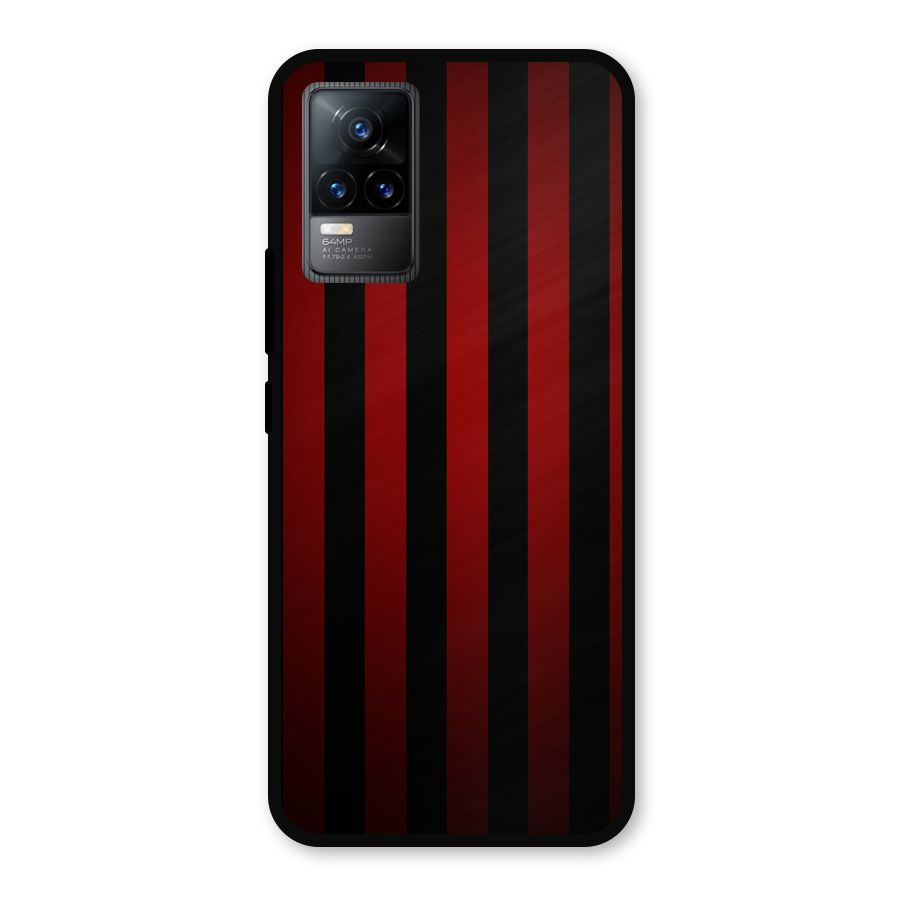 Red Black Stripes Metal Back Case for Vivo Y73