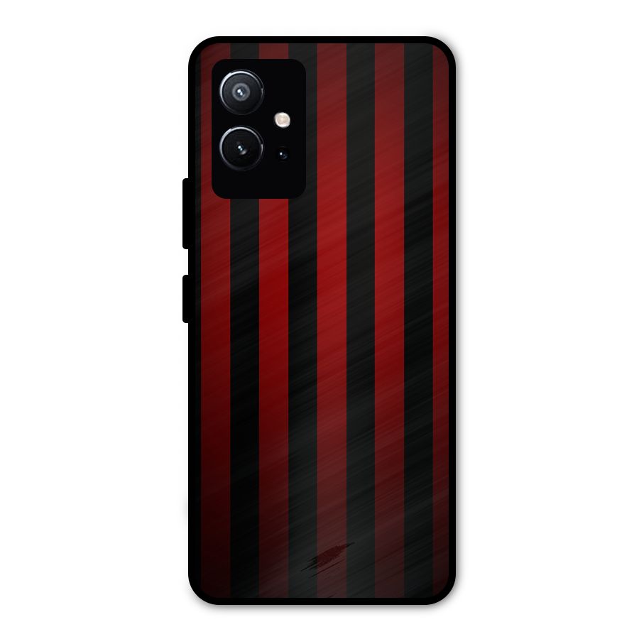 Red Black Stripes Metal Back Case for Vivo Y75 5G