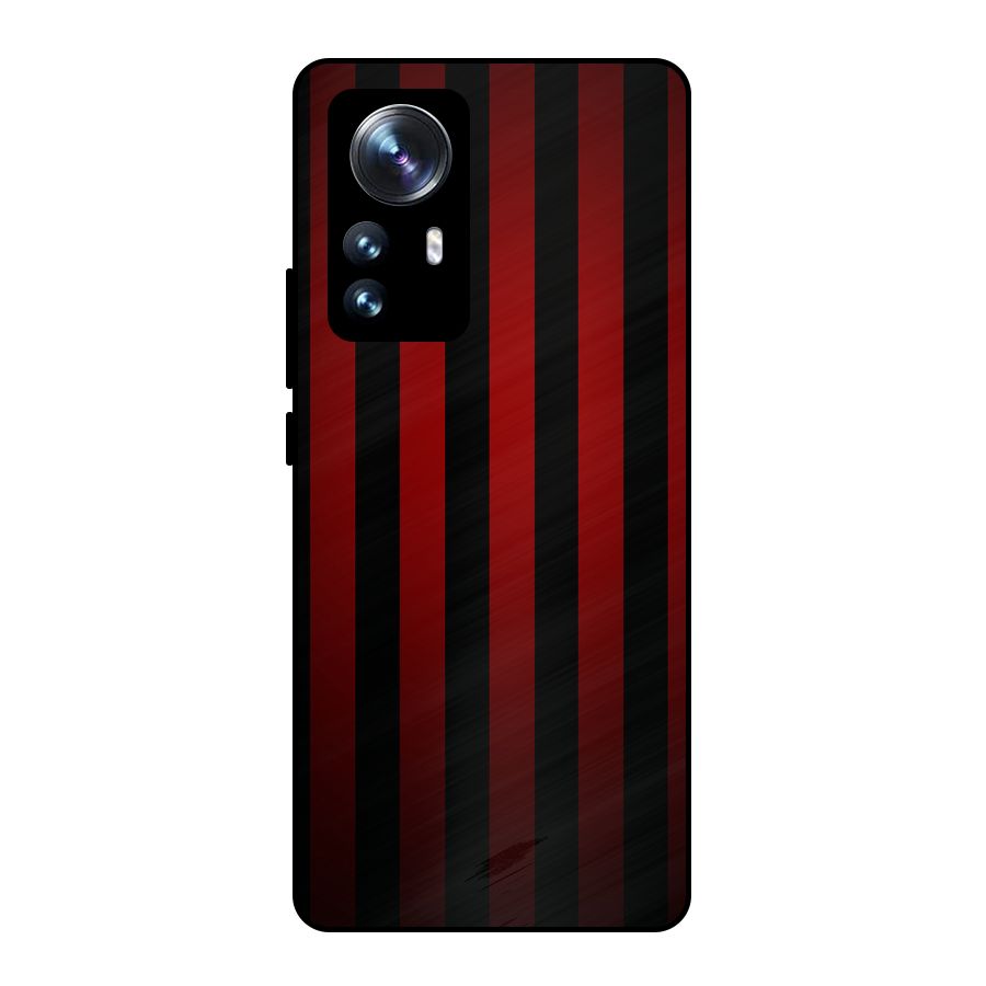 Red Black Stripes Metal Back Case for Xiaomi 12 Pro