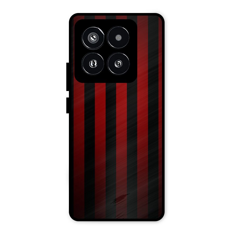 Red Black Stripes Metal Back Case for Xiaomi 14 Pro