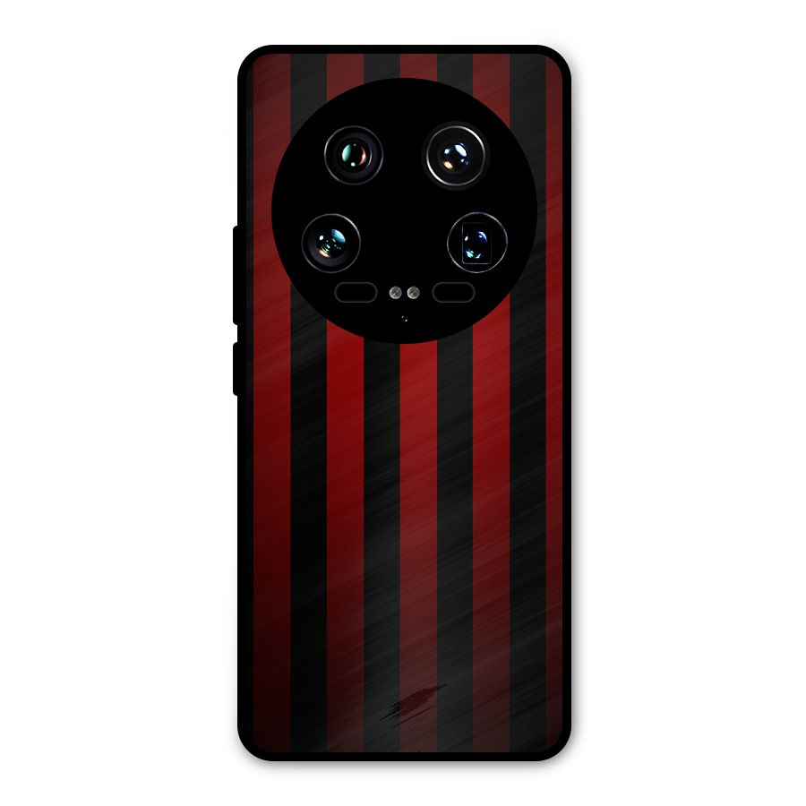 Red Black Stripes Metal Back Case for Xiaomi 14 Ultra