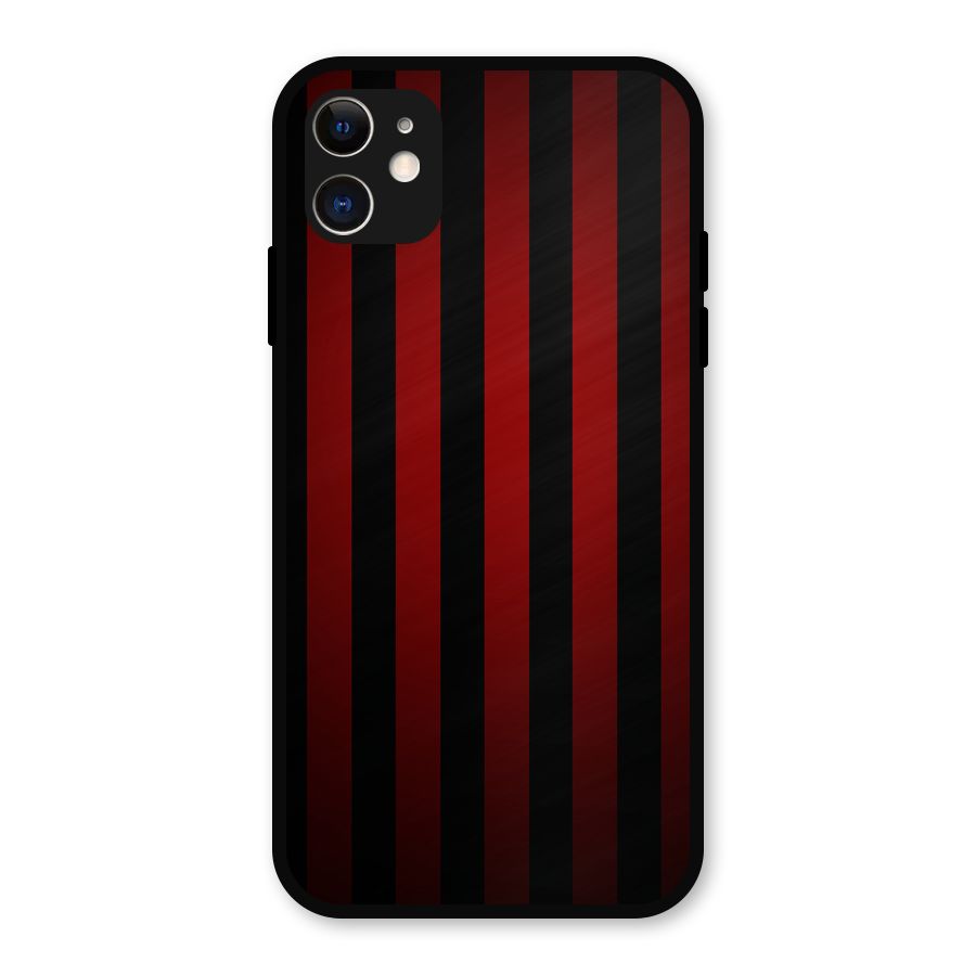 Red Black Stripes Metal Back Case for iPhone 11