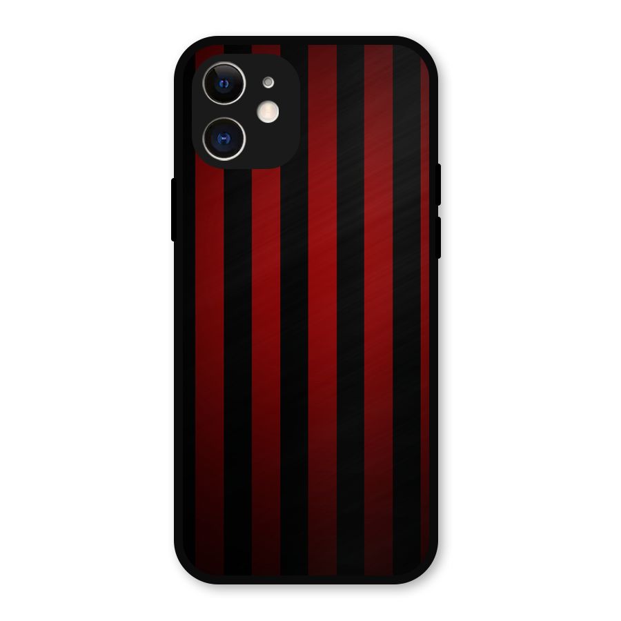 Red Black Stripes Metal Back Case for iPhone 12