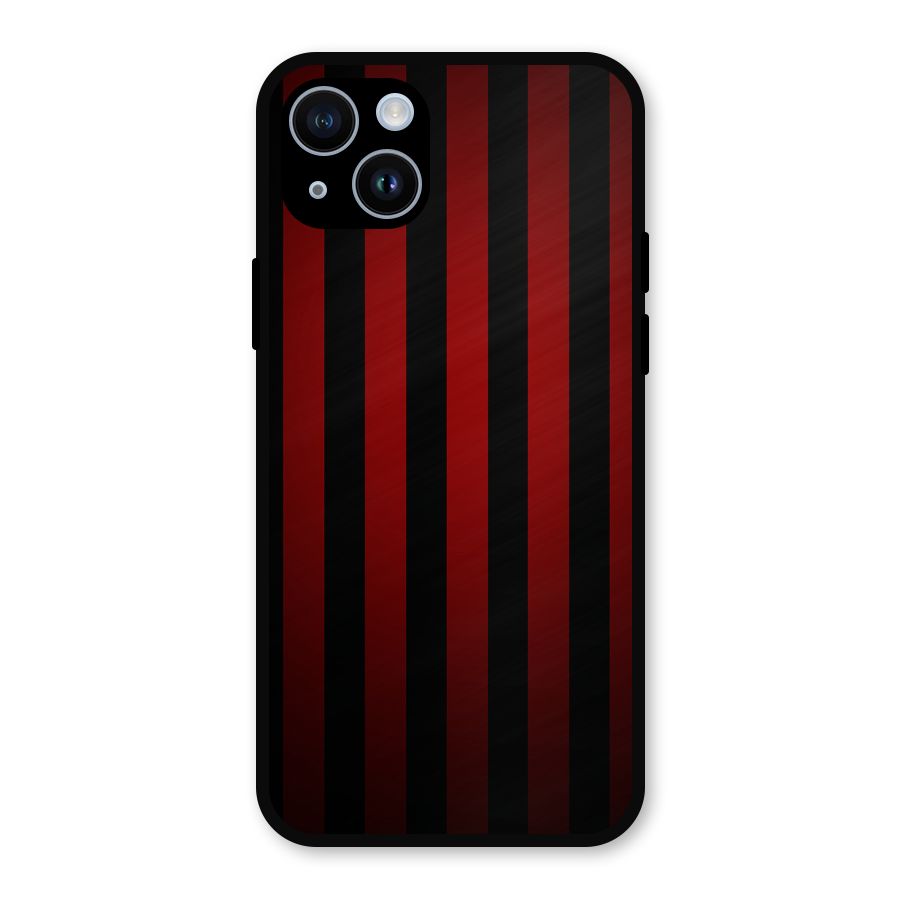 Red Black Stripes Metal Back Case for iPhone 14
